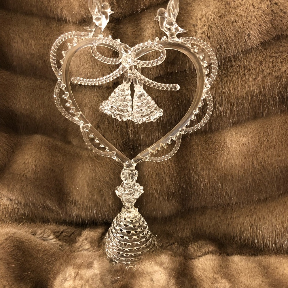 Elegant hand blown crystal wedding cake topper
